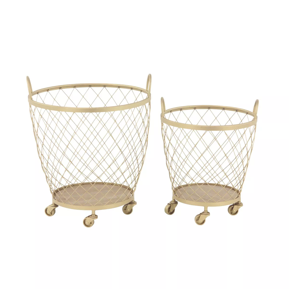 2 Modern Metallic Rolling Baskets Gold Olivia and May Target