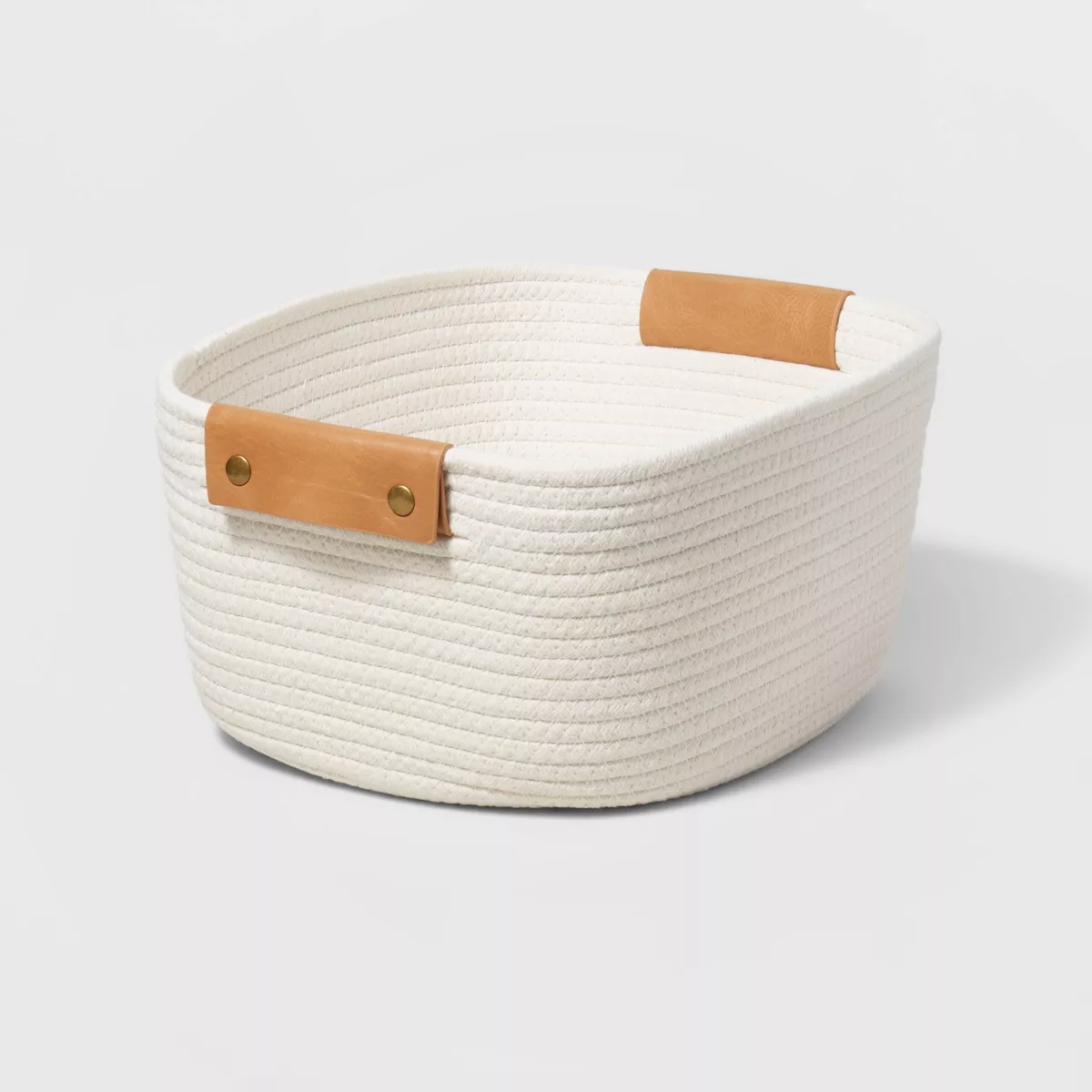 13 Inch Decorative Coiled Rope Square Base Tapered Basket Small White Brightroom Target