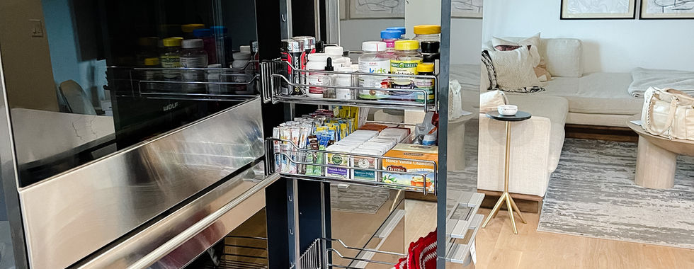 After Kelsey Wells Kitchen Transformation Pull Out Pantry Drink Storage Medicine Tea Hot Pads Coffee