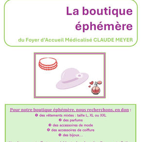 Prochainement, une boutique éphémère au FAM PHV CLAUDE MEYER