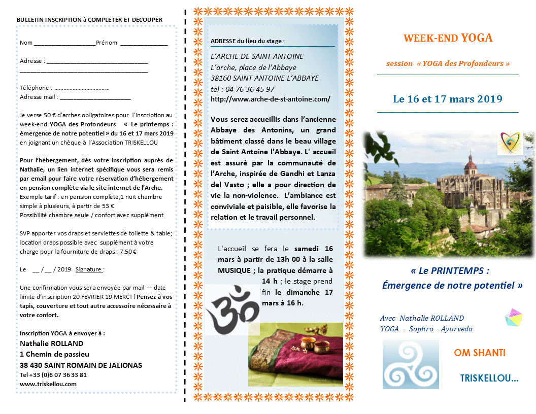 Saint Antoine l'Abbaye - "Le printemps : émergence de notre potentiel" week-end du 16