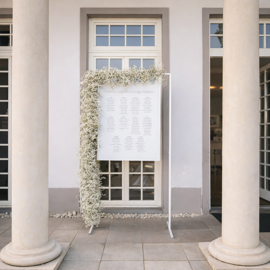 Stojan na zasadací poriadok / uvítaciu tabuľu