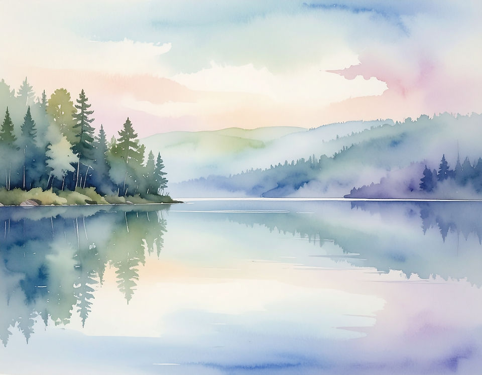 Firefly_Art abstract soft and muted minnesota lake background, watercolor wash style 13125