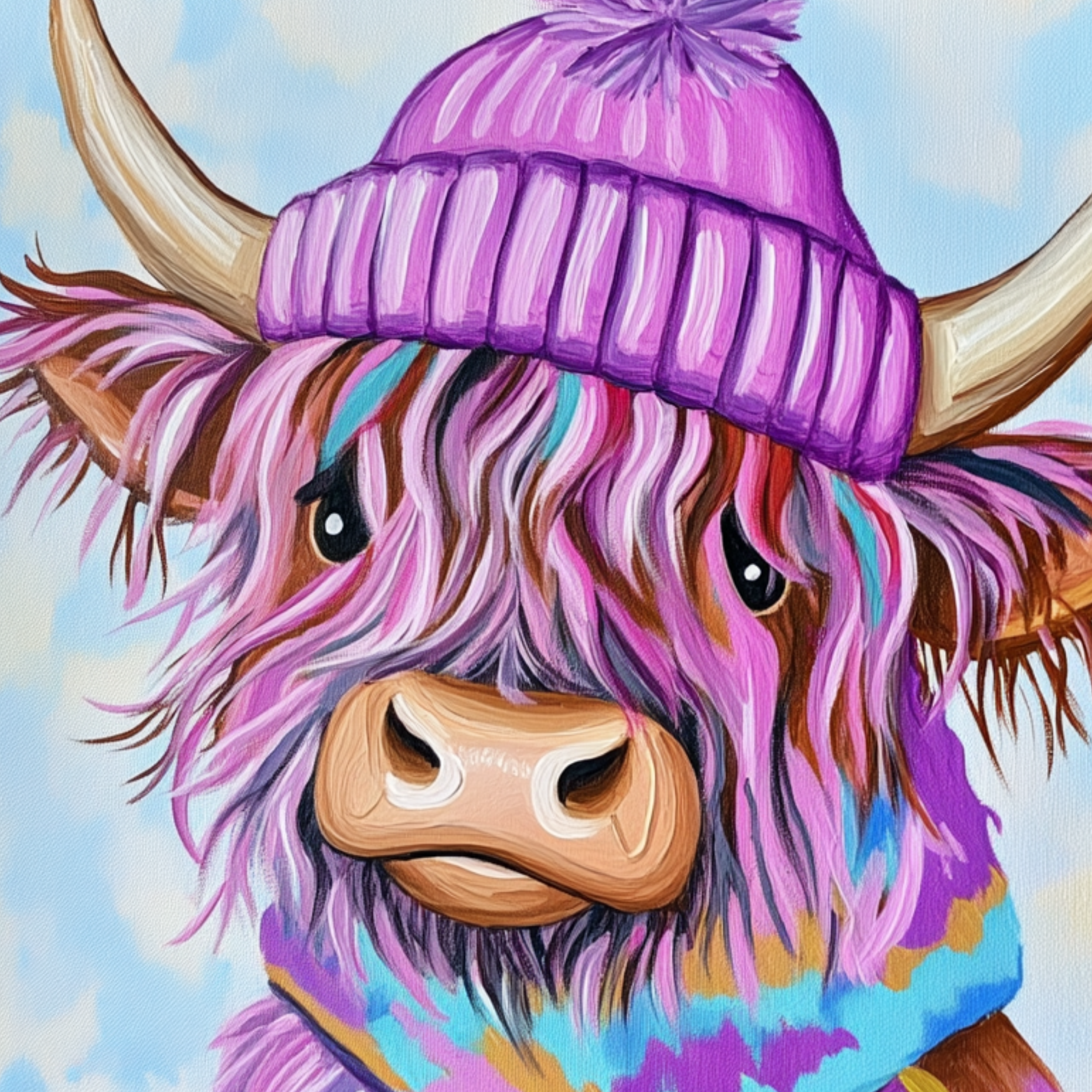 Winter Highland Cow