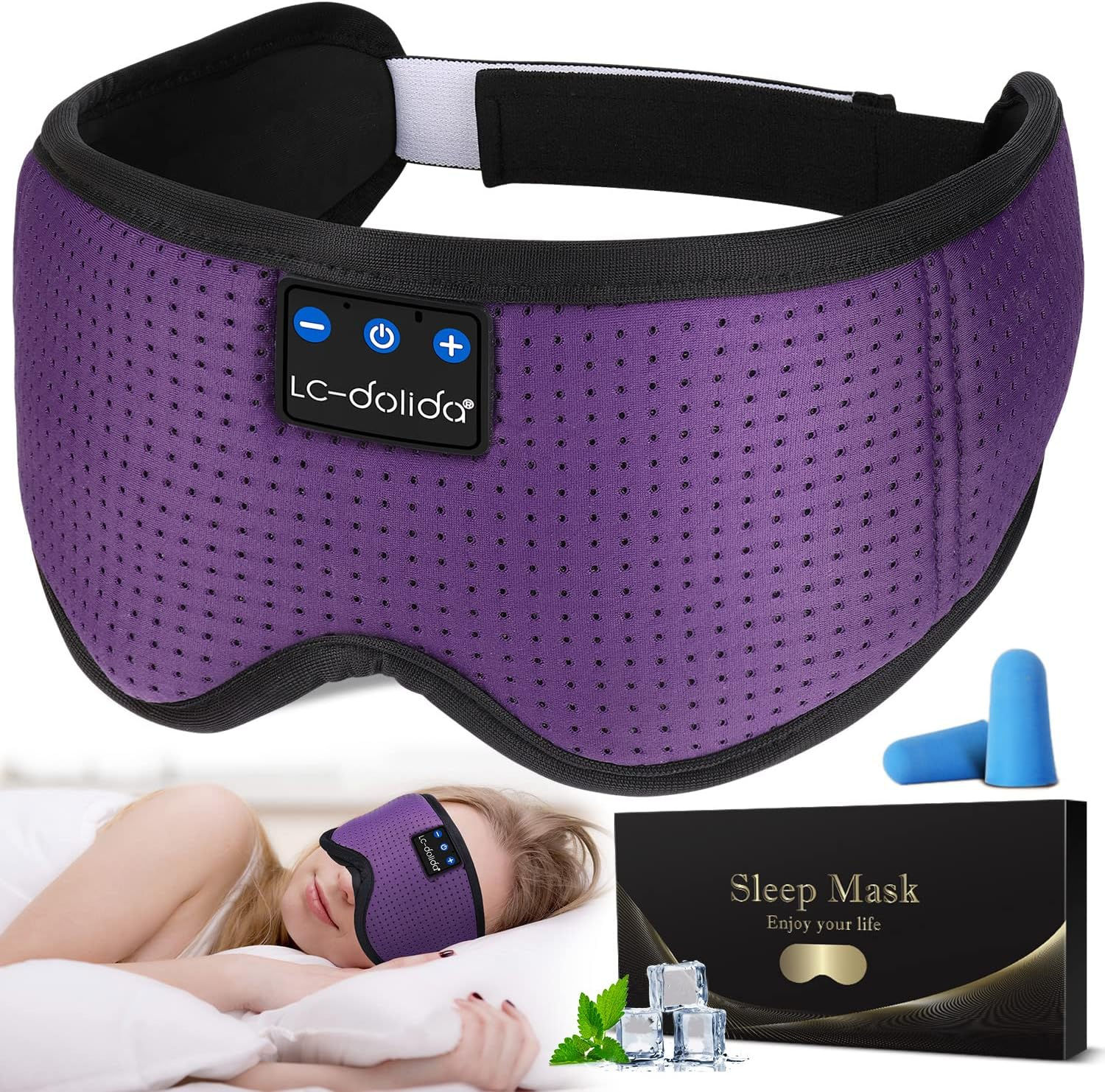 Sleep Headphones, Silk Sleep Mask Bluetooth Wireless Music Eye Mask, Sleeping He