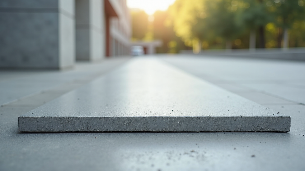 Eye-level view of freshly poured concrete slab with smooth finish