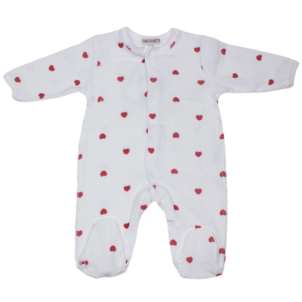 Pyjama Velours Petits coeurs Rouge