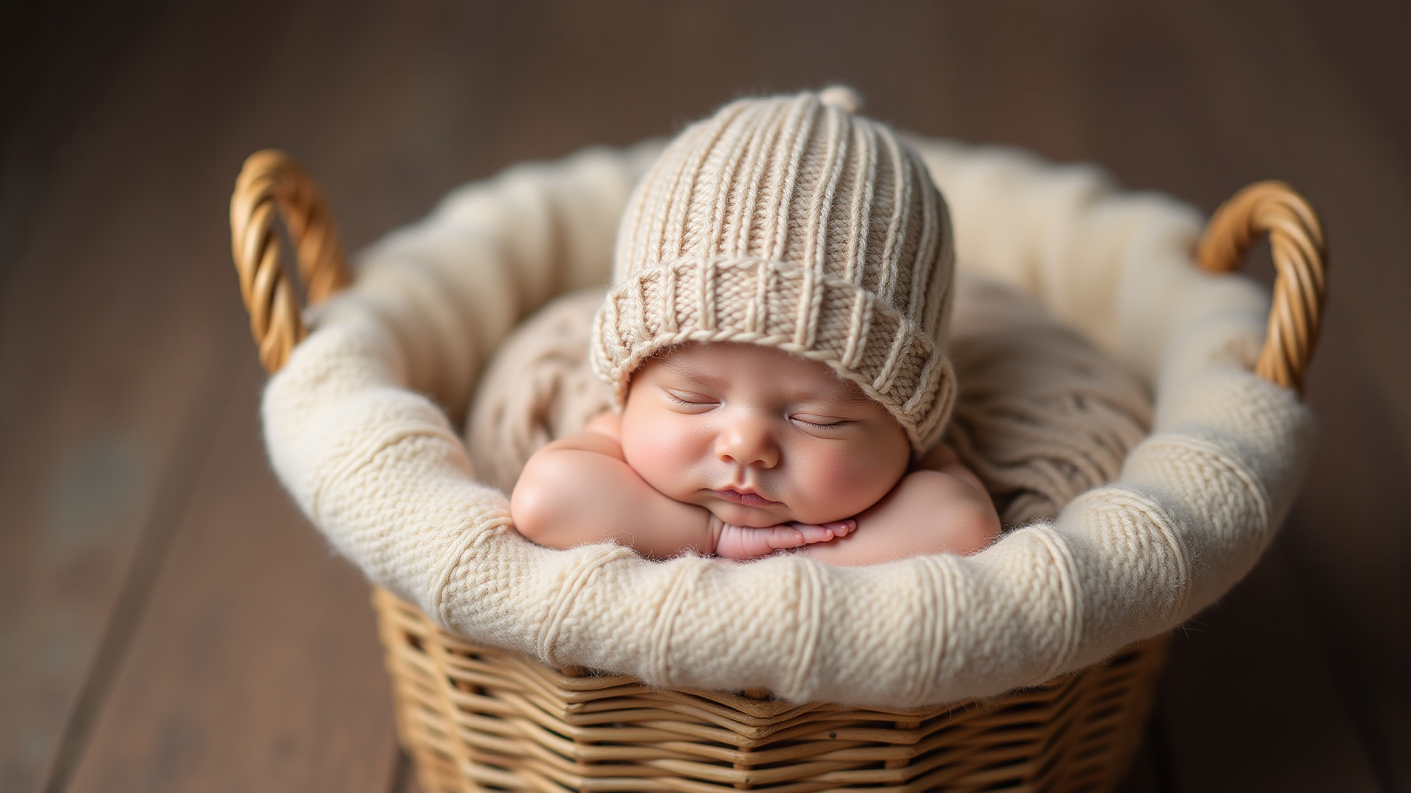 bébé qui dort dans une corbeille