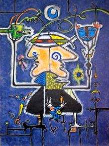 art-abstract art-gemini-twins-blue-black-painting-abstract painting-artist-louise runion
