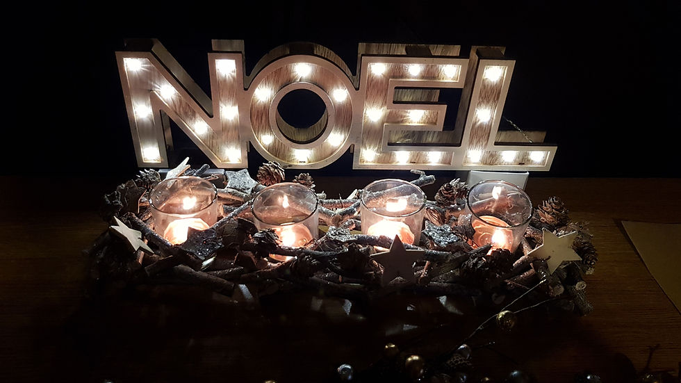 Noel Christmas decoration with lights and candles