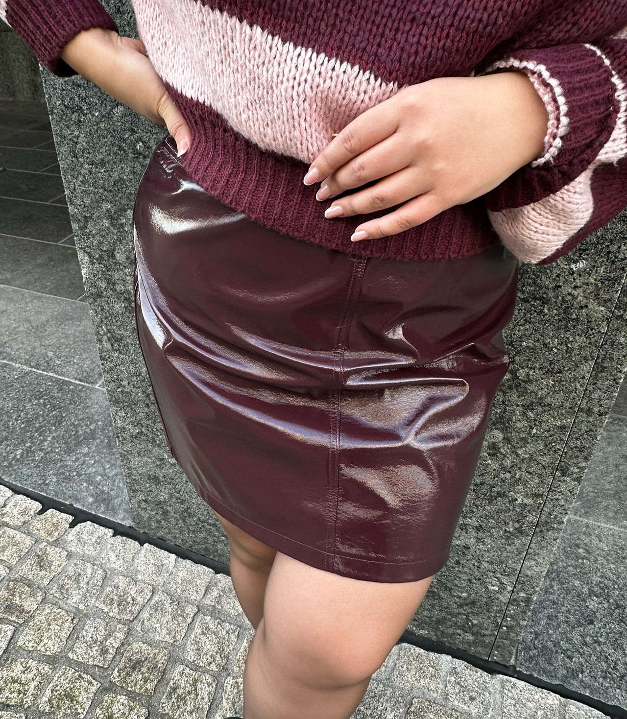Burgundy_Fakeleather_Skirt