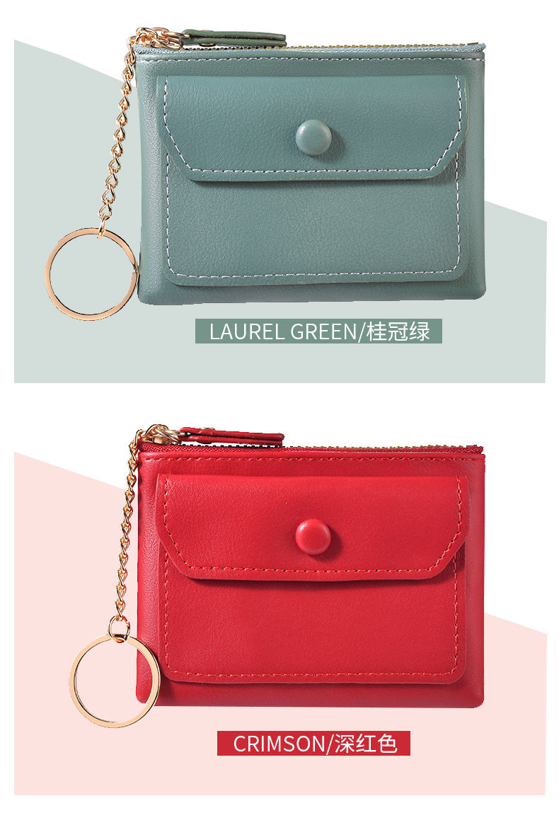 Thumbnail: 1PC New Fashion Women's Pu Leather Mini Short Wallet Zipper Coin Wallet Credit C