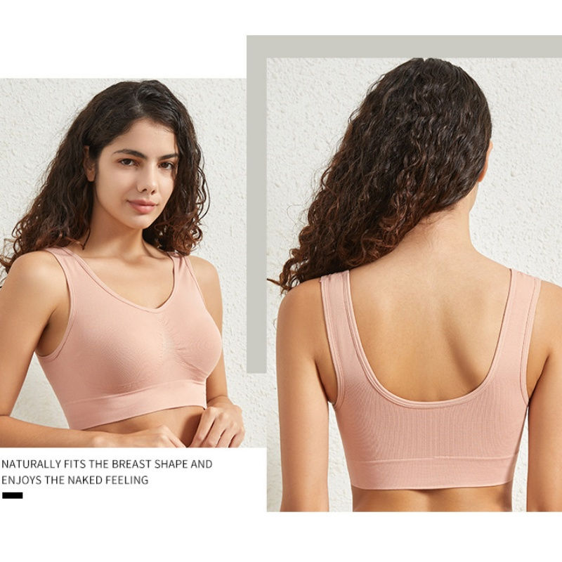Thumbnail: Women's S-5XL Seamless Bra Push-Up Sports Bra Non-wire Crop Tops Solid Color Sex