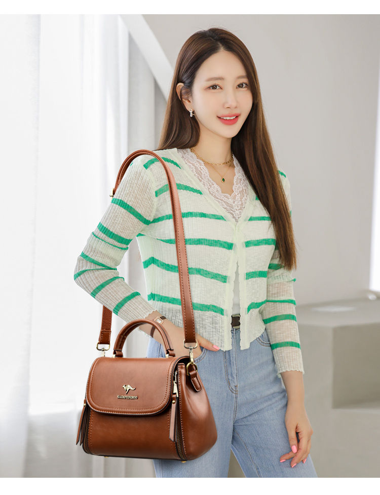 Thumbnail: Women's Soft Leather Top-Handle Bags Luxury Design Shoulder Messenger Bags High 