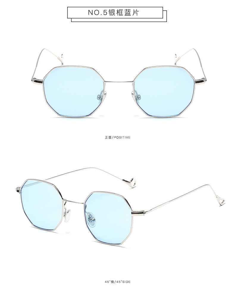 Thumbnail: New Metal Frame Mirror Optical Sun Glasses Women Classic Hexagon Square Clear Su