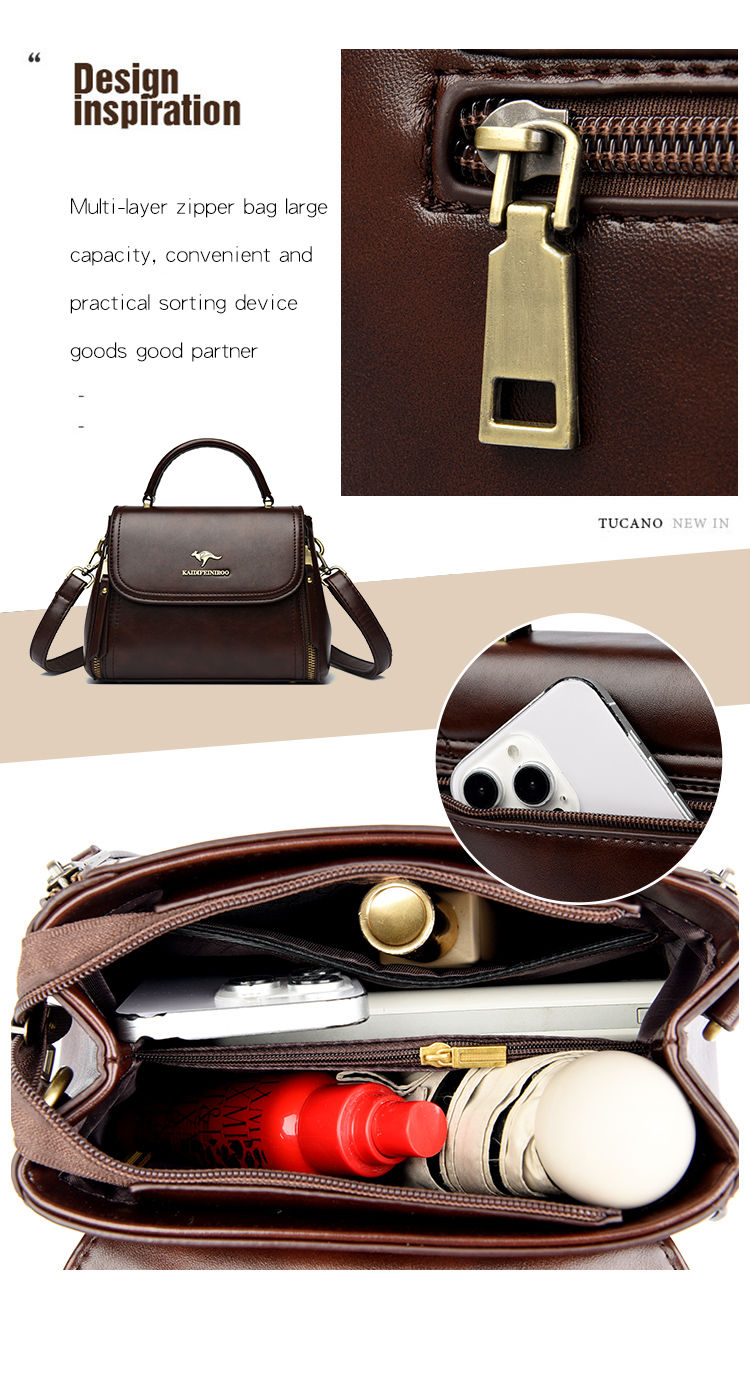 Thumbnail: Women's Soft Leather Top-Handle Bags Luxury Design Shoulder Messenger Bags High 