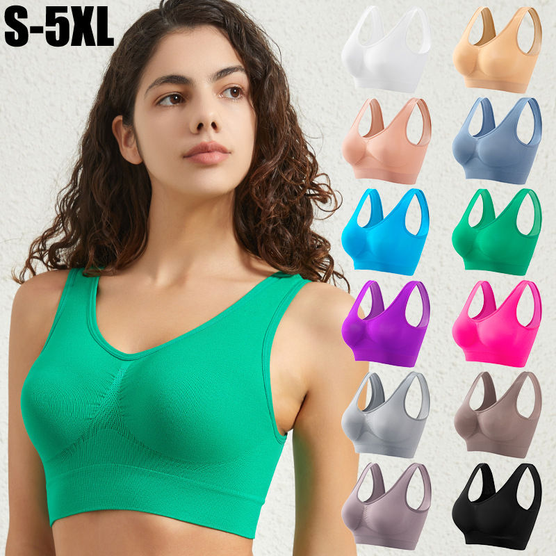 Thumbnail: Women's S-5XL Seamless Bra Push-Up Sports Bra Non-wire Crop Tops Solid Color Sex