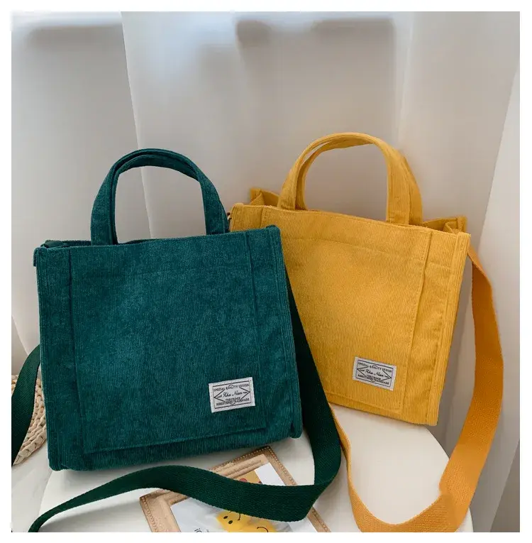 Thumbnail: Women Handbag Simple Corduroy Portable Large Capacity HandBag Ins Fashion Trend 