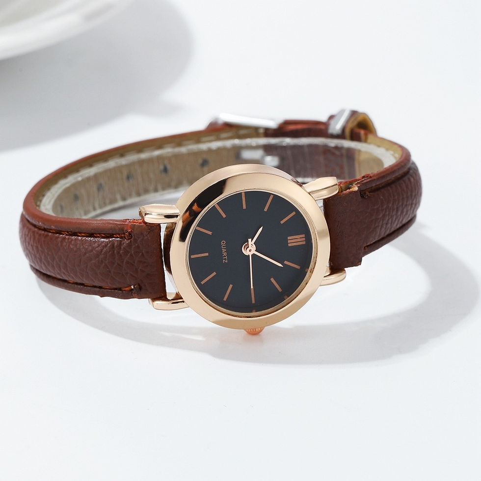 Thumbnail: Women's Watch Fashion Small Arabic Quartz Watches Leather Band Wristwatches