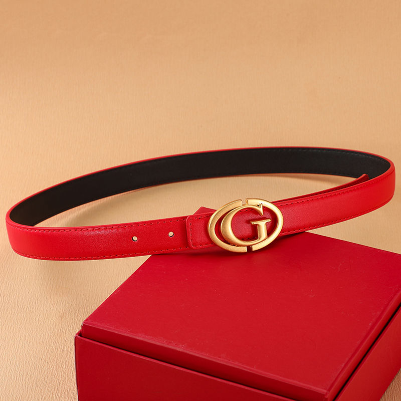 Thumbnail: Women Belt Luxury Brand Cowhide Leather Top Quality Classic Pin Buckle Belts New