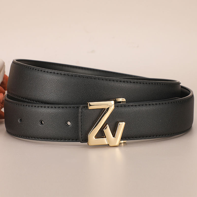 Thumbnail: New wide 34mm Leather Belt for women Luxury Brand Women Lady Belt Female Design 