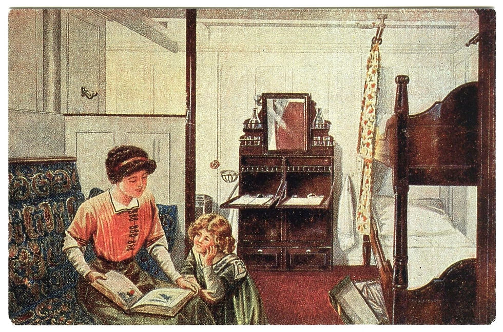 A 2nd Class stateroom. The average 2nd class fare was £13 (equivalent to £1,900) and the facilities for those ticket holders were equal to those offered in 1st Class on many other ships. Most travelling in 2nd and 3rd Class would never have experienced such relative luxury and the 2nd Class had the unusual experience of having working class people such as miners living on equal terms with middle class people such as clergymen or academics. Picture: Wikipedia/Public Domain.