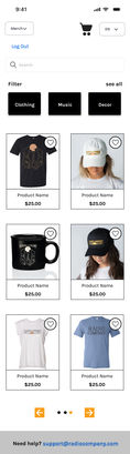 Refined Hi fidelity prototype of the product list page