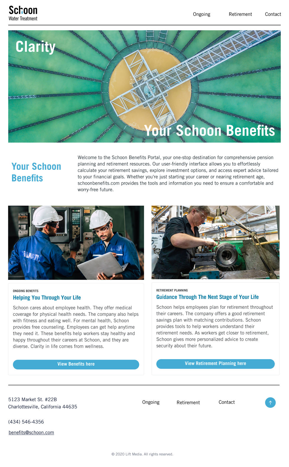Home page for Schoon Microsite