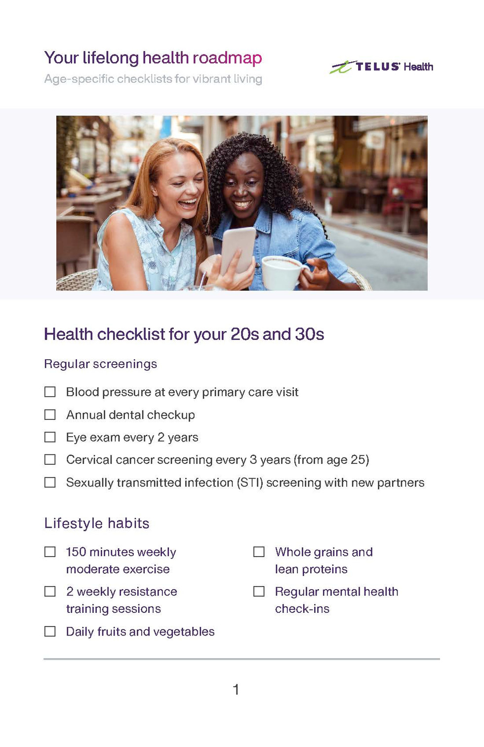 Routine checklist for women in their twenties