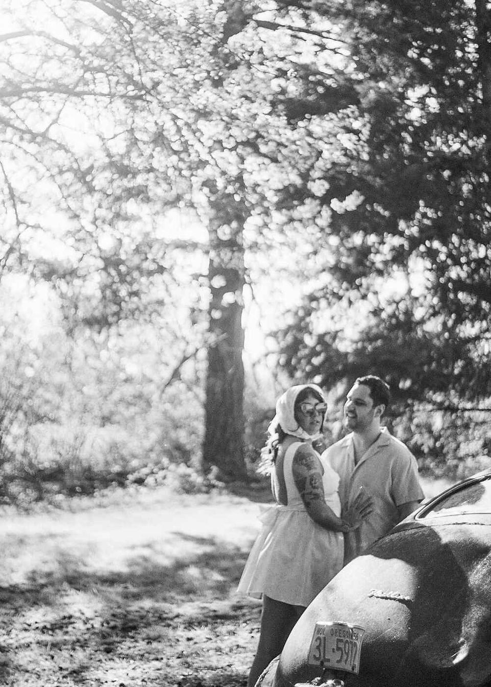 Old Hollywood surprise film engagement photoshoot
