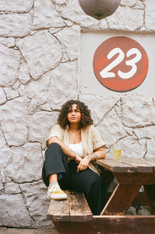 Portland portrait photoshoot at a dive bar 