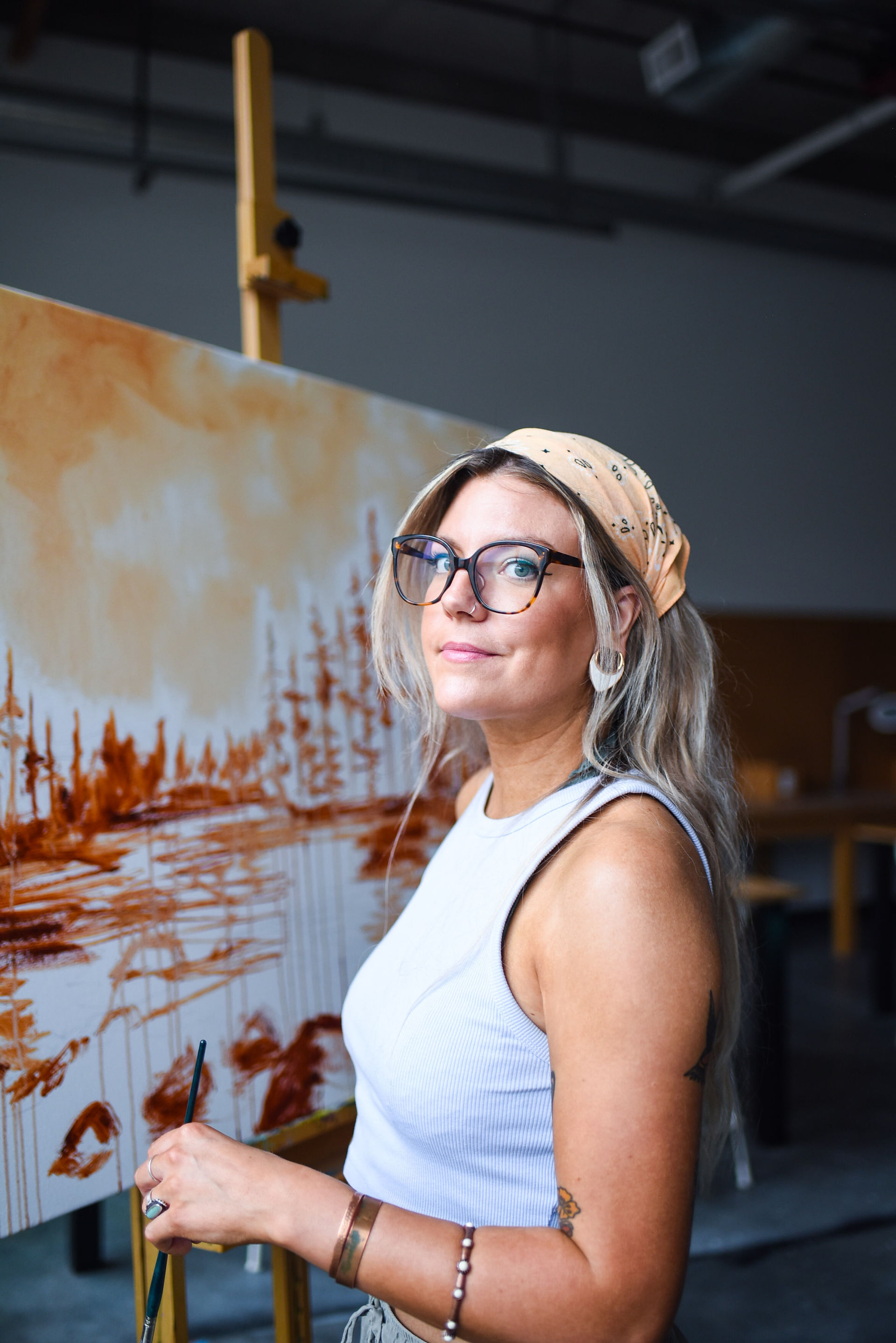 Portland headshot photographer shoots artist in her studio