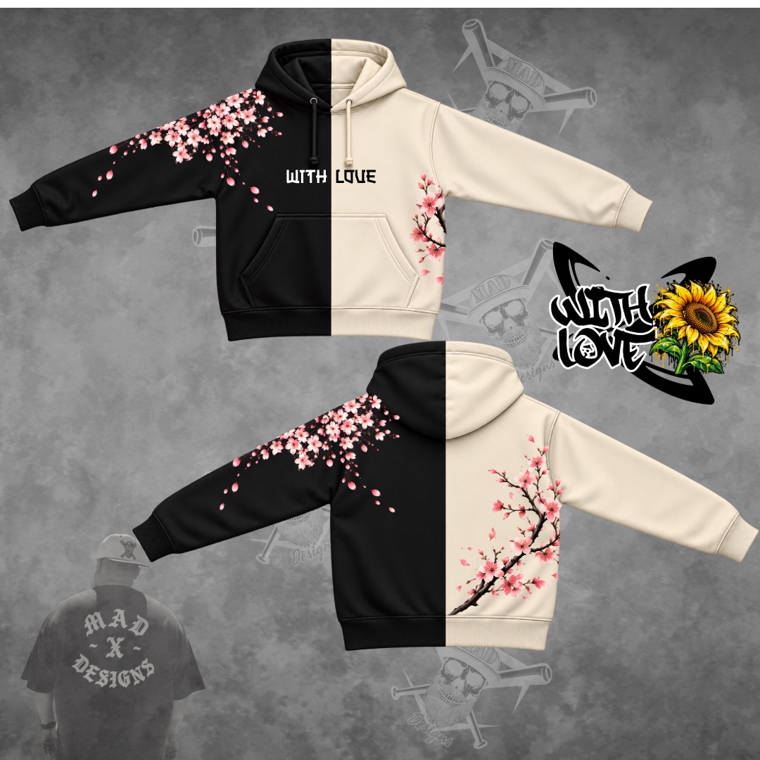 With Love split blossom hoodie