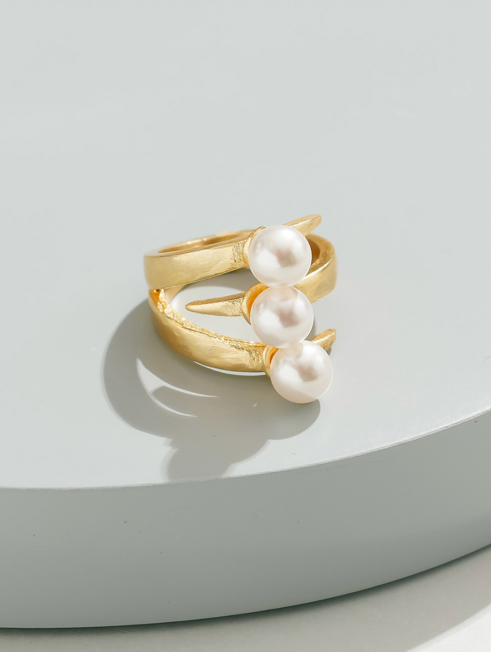 Thumbnail: Flow 22k Gold Plated Adjustable Ring