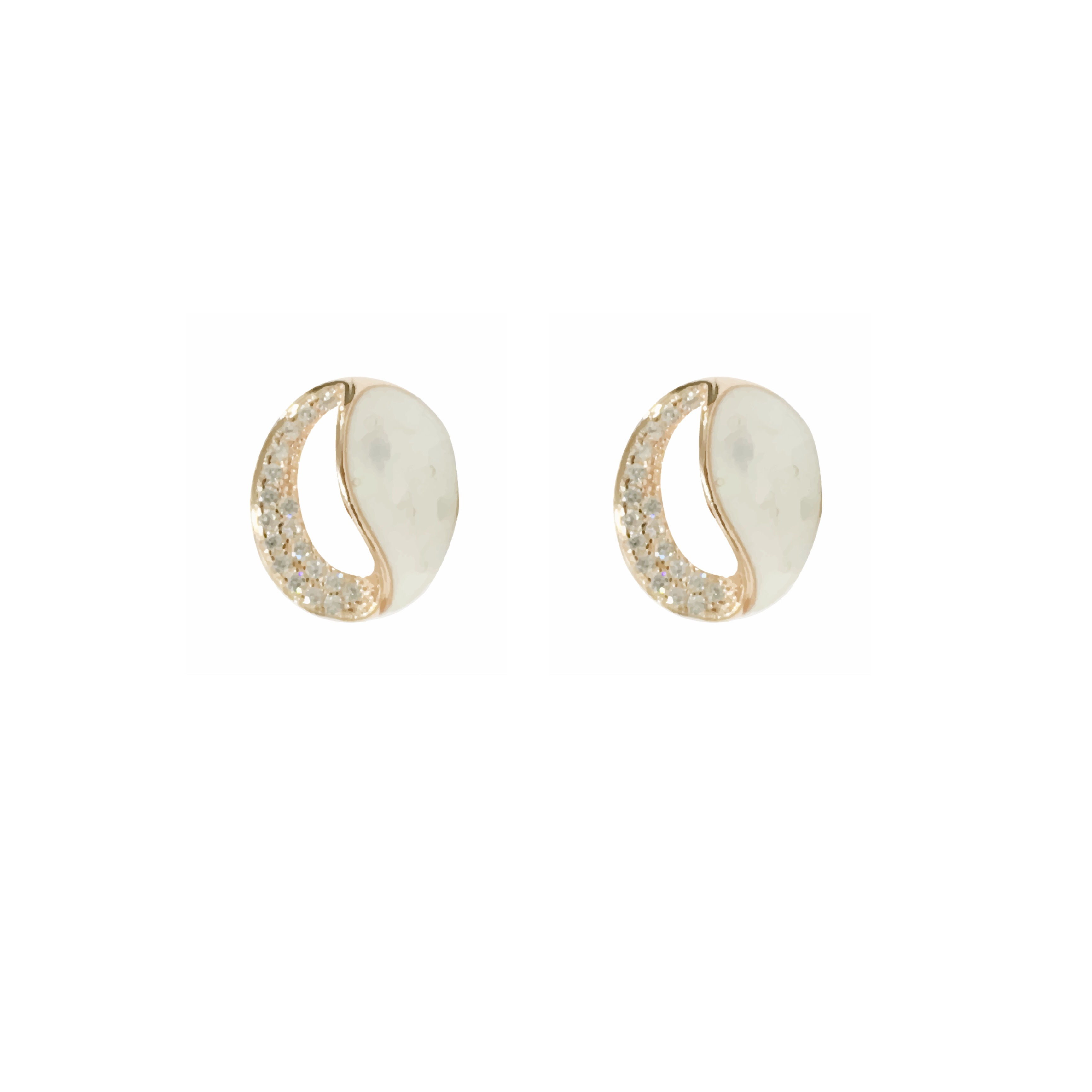Tali 92.5 Sterling Silver Ear Studs In Ivory Mother-of-Pearl