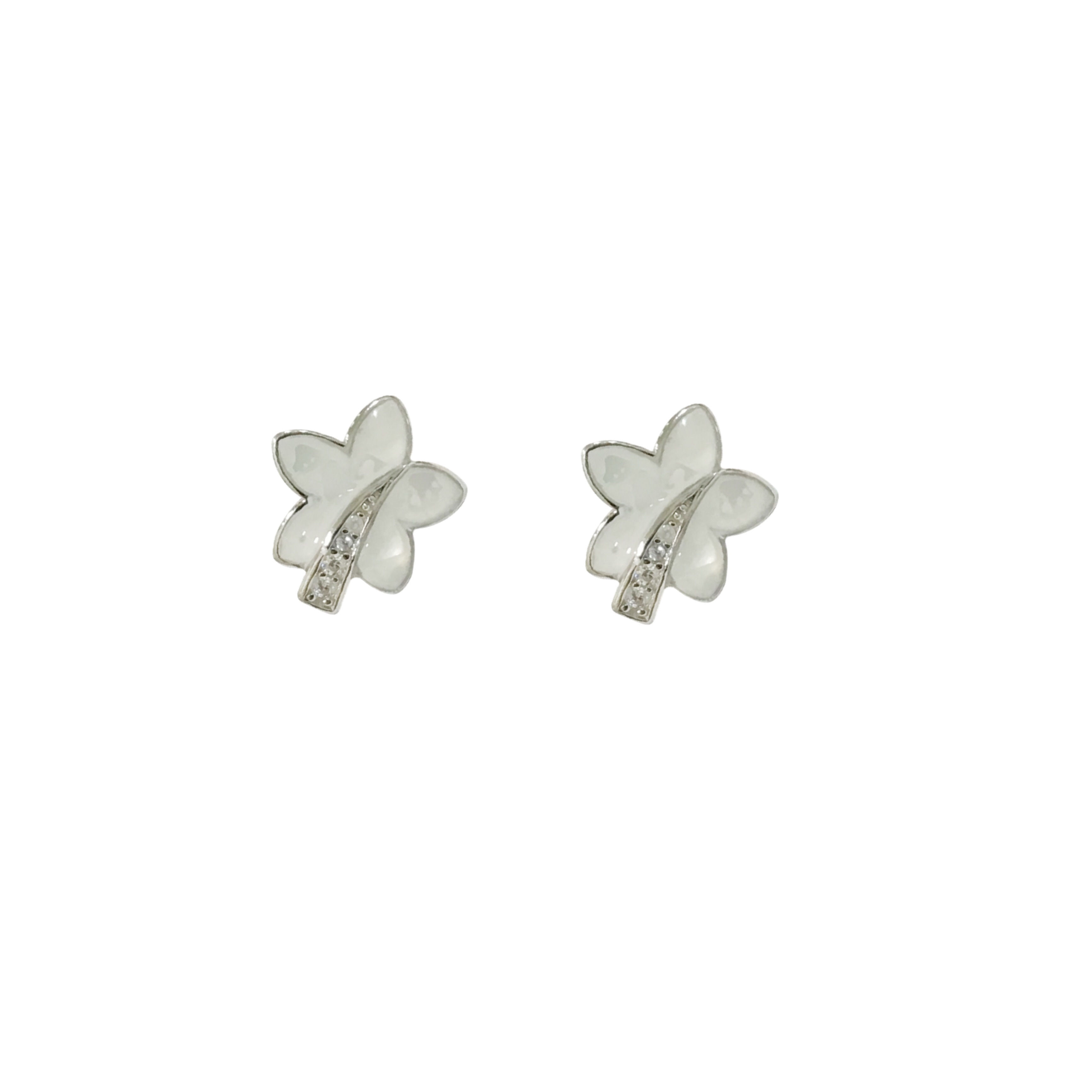 Taj 92.5 Sterling Silver Ear Studs In Ivory Mother-of-Pearl