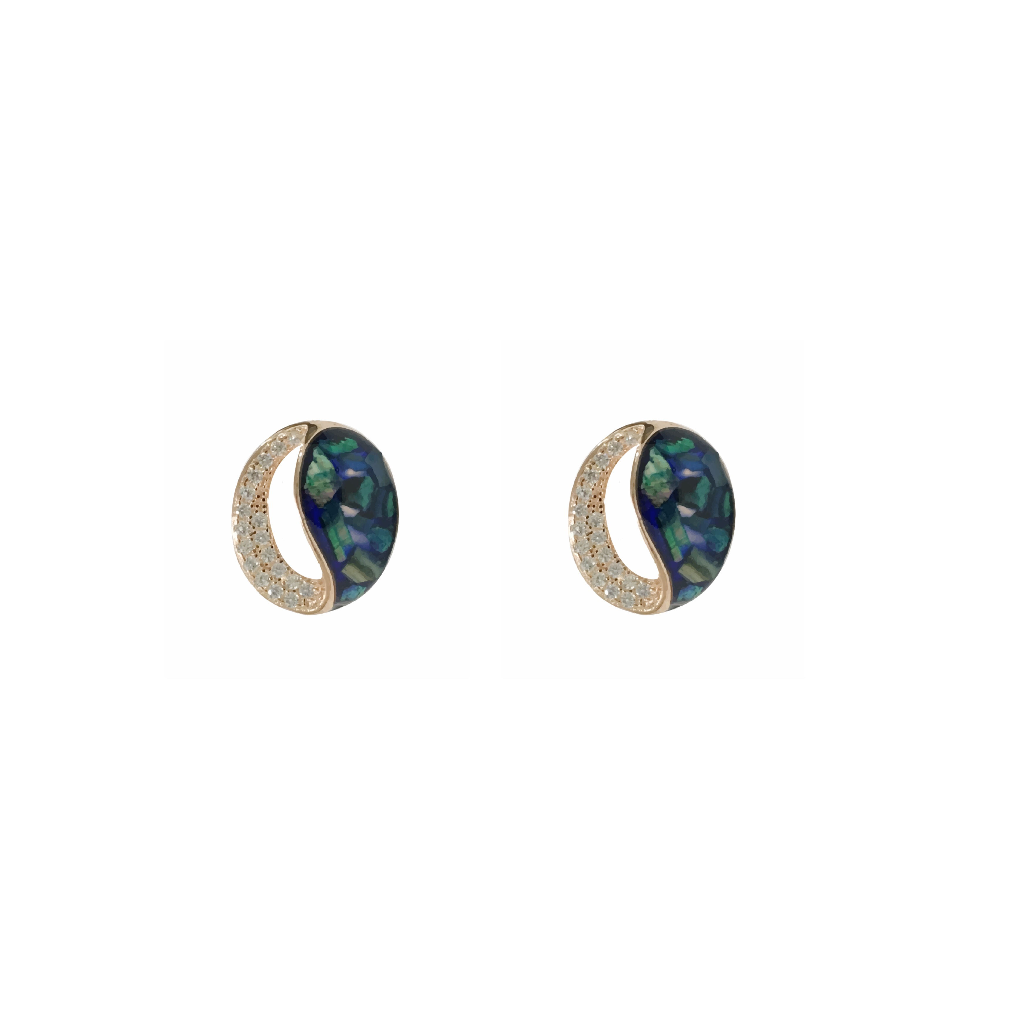 Tali 92.5 Sterling Silver Ear Studs In Black Mother-of-Pearl