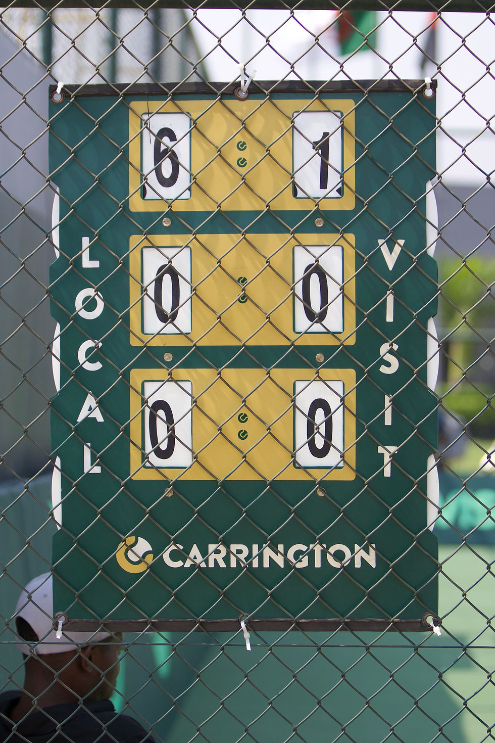 Overhead view of a tennis notepad showing points, games and sets written out