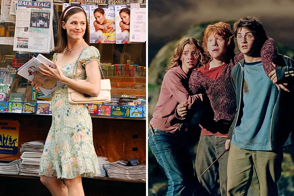 Jennifer Garner in "13 Going on 30"; and Emma Watson, Rupert Grint and Daniel Radcliffe in "Harry Potter and the Prisoner of Azkaban." Credit: GETTY IMAGES