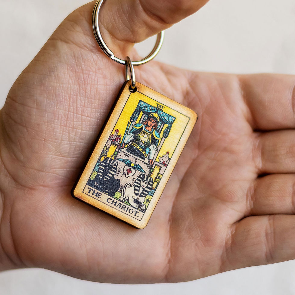 Thumbnail: Tarot Cards The Chariot Wooden Keychains