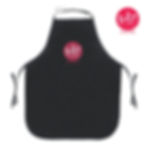 Black kitchen apron with front pockets and the "Salt for Cooking" logo