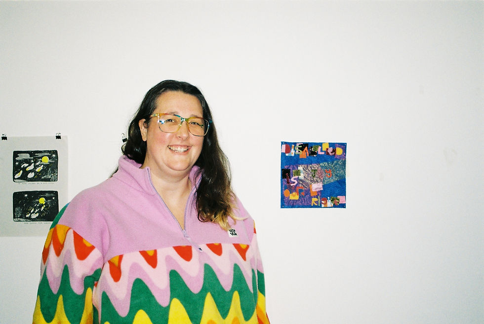 Rebecca Alford with their textile collage