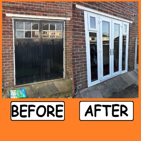 before and after garage door to patio door conversion.jpg