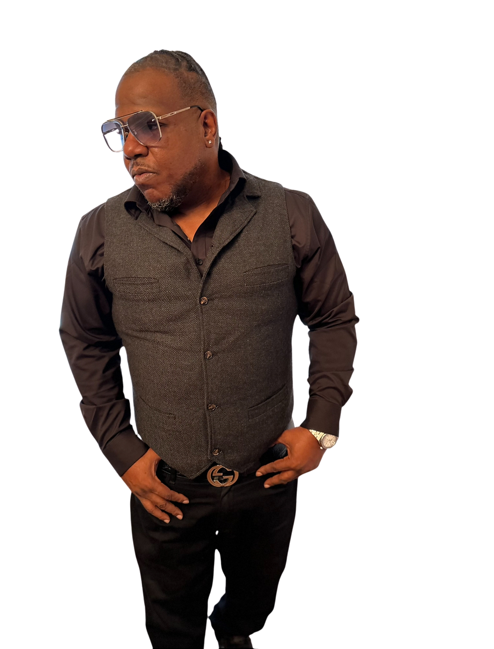Steve Raze standing against white background