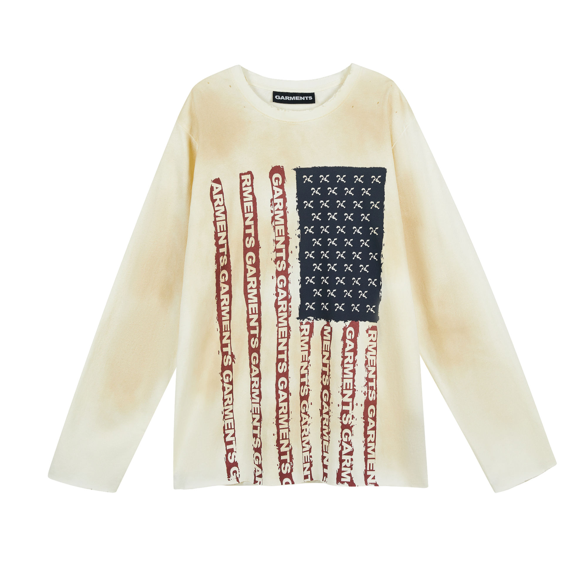 distressed flag print long sleeves T
