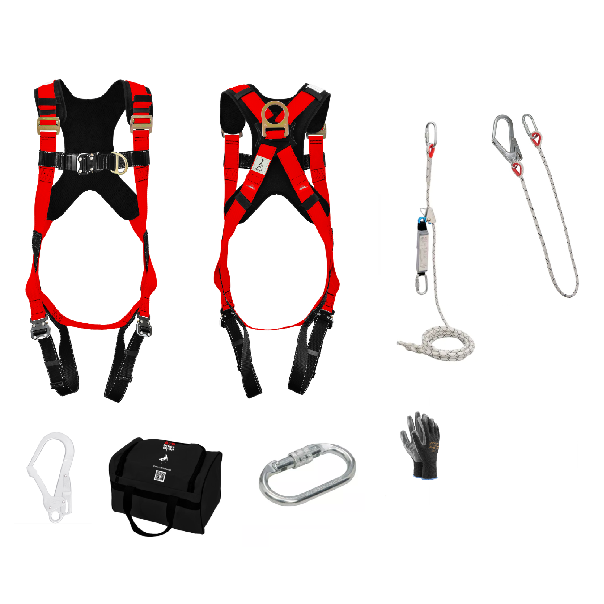 SET 2P Premium Gurt + Auffanggerät inkl. Seil 20m + 2 Karabner + 1,6m Halteseil