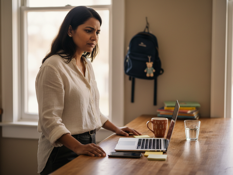 Woman feeling overwhelmed by constant demands at home and work