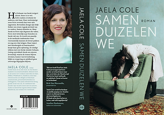 vrouw die over zetel hangt, zieke moeder van een puberzoon, portretfoto van Jaela, cover van Samen duizelen we