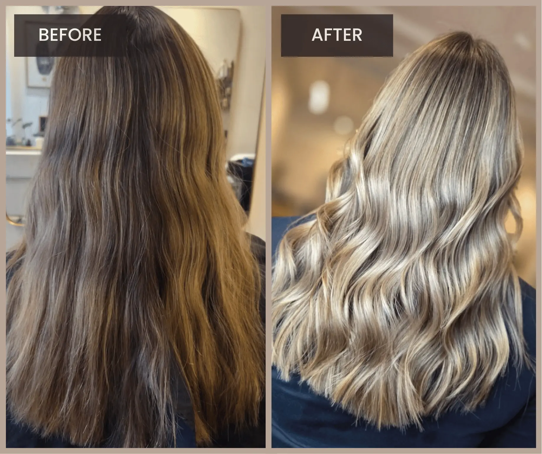 Balayage before and after result by Sara Styles Hair in Bethnal Green