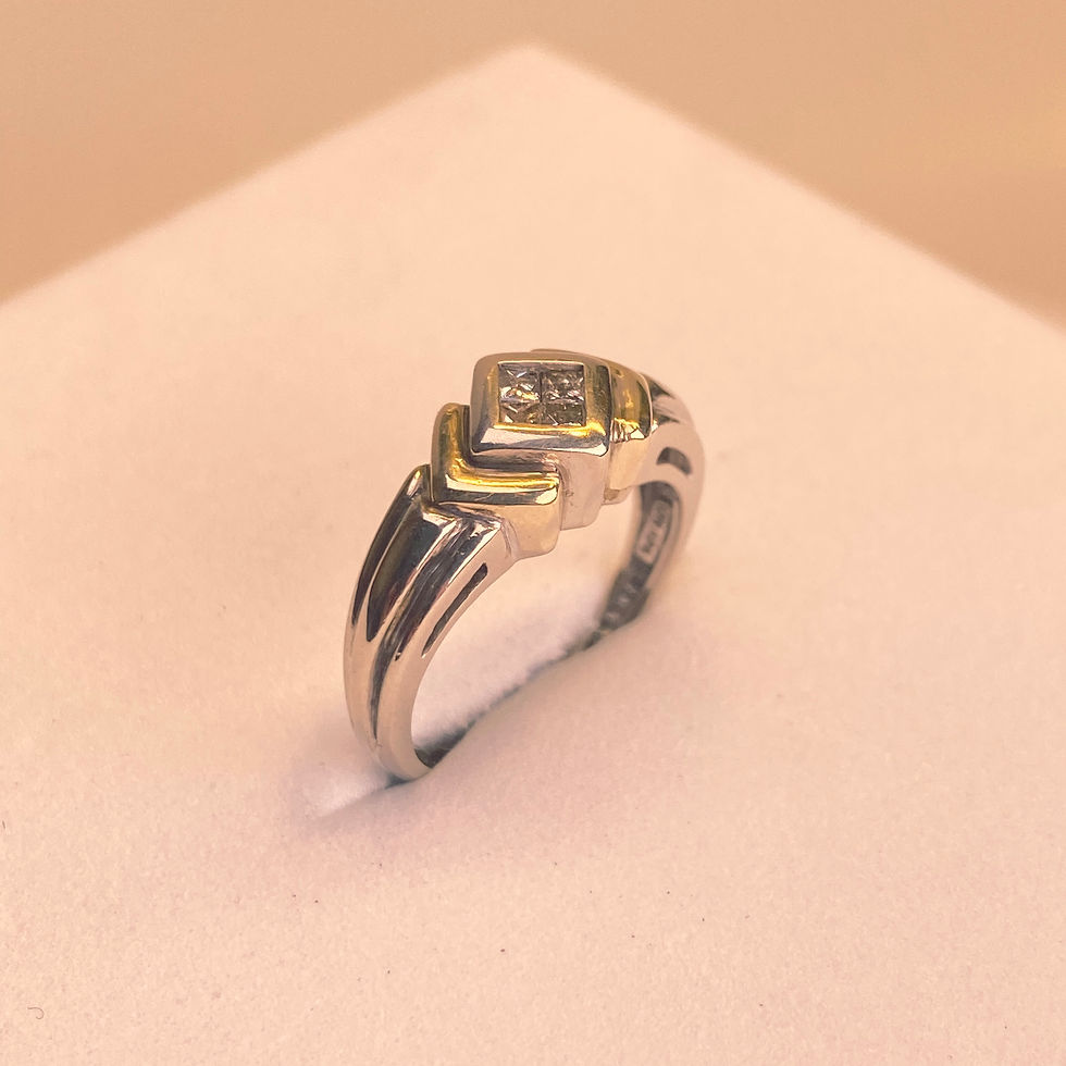 14k Gold Geometric Diamond Ring